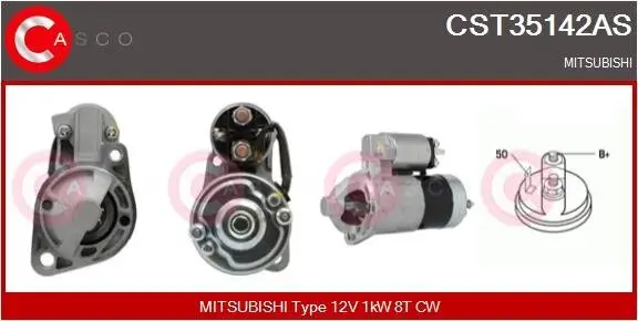 Starter 12 V 1 kW CASCO CST35142AS