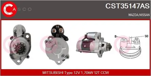 Starter 12 V 1,70 kW CASCO CST35147AS