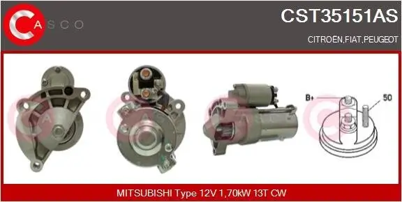 Starter 12 V 1,70 kW CASCO CST35151AS