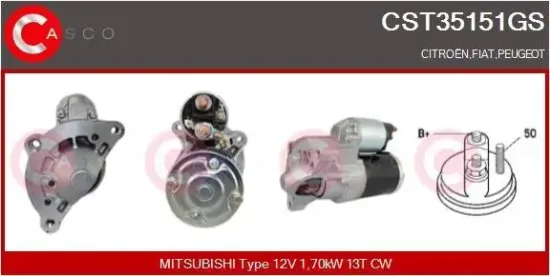 Starter 12 V 1,70 kW CASCO CST35151GS Bild Starter 12 V 1,70 kW CASCO CST35151GS