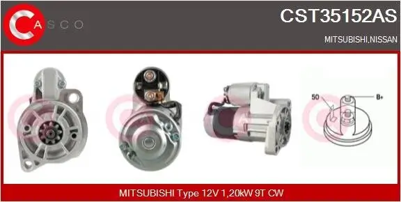 Starter 12 V 1,20 kW CASCO CST35152AS