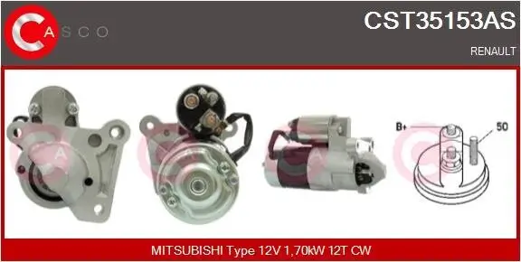 Starter 12 V 1,70 kW CASCO CST35153AS