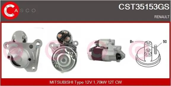 Starter 12 V 1,70 kW CASCO CST35153GS