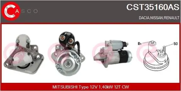 Starter 12 V 1,40 kW CASCO CST35160AS