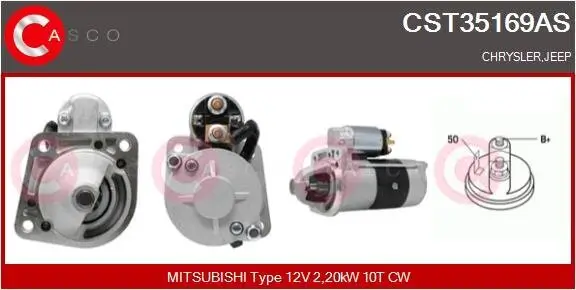 Starter 12 V 2,20 kW CASCO CST35169AS Bild Starter 12 V 2,20 kW CASCO CST35169AS