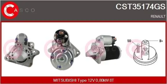 Starter 12 V 0,80 kW CASCO CST35174GS