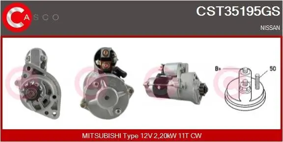 Starter 12 V 2,20 kW CASCO CST35195GS Bild Starter 12 V 2,20 kW CASCO CST35195GS