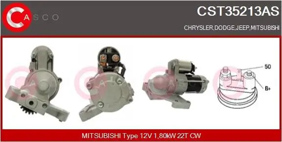 Starter 12 V 1,80 kW CASCO CST35213AS