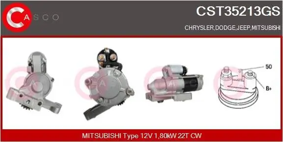 Starter 12 V 1,80 kW CASCO CST35213GS