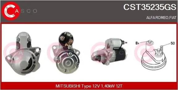 Starter 12 V 1,40 kW CASCO CST35235GS