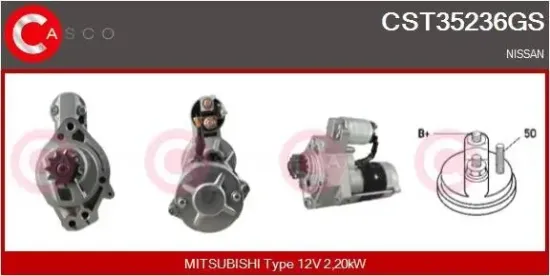 Starter 12 V 2,20 kW CASCO CST35236GS Bild Starter 12 V 2,20 kW CASCO CST35236GS