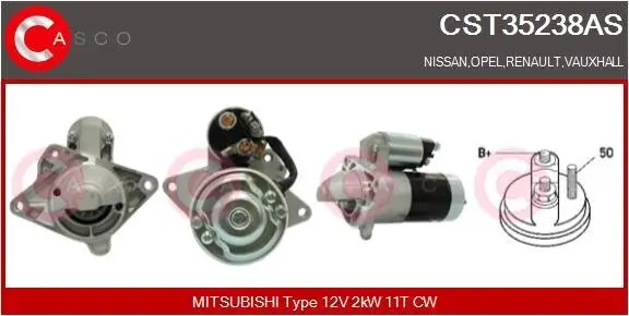 Starter 12 V 2 kW CASCO CST35238AS