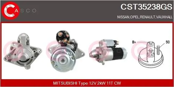 Starter 12 V 2 kW CASCO CST35238GS