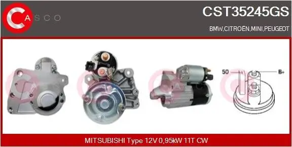 Starter 12 V 0,95 kW CASCO CST35245GS