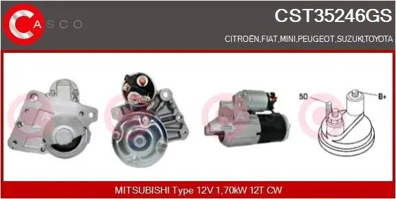 Starter 12 V 1,70 kW CASCO CST35246GS