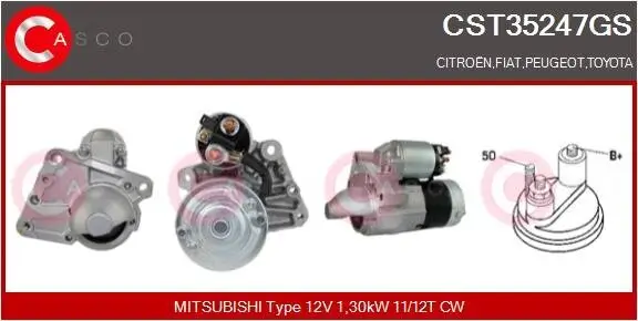 Starter 12 V 1,30 kW CASCO CST35247GS