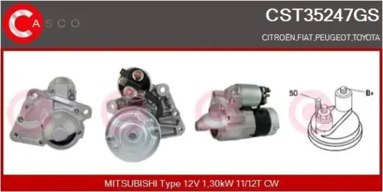 Starter 12 V 1,30 kW CASCO CST35247GS Bild Starter 12 V 1,30 kW CASCO CST35247GS