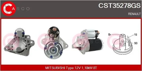 Starter 12 V 1,10 kW CASCO CST35278GS Bild Starter 12 V 1,10 kW CASCO CST35278GS