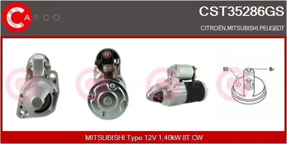 Starter 12 V 1,40 kW CASCO CST35286GS Bild Starter 12 V 1,40 kW CASCO CST35286GS