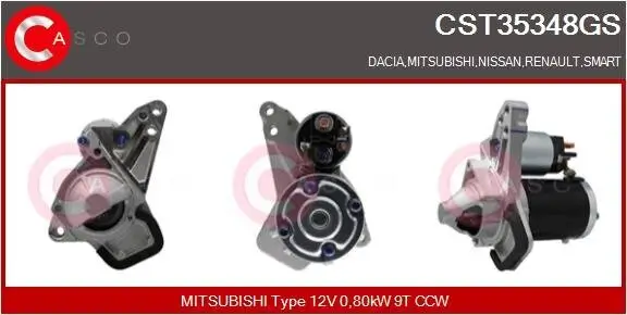 Starter 12 V 0,80 kW CASCO CST35348GS