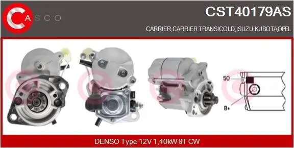 Starter 12 V 1,40 kW CASCO CST40179AS Bild Starter 12 V 1,40 kW CASCO CST40179AS