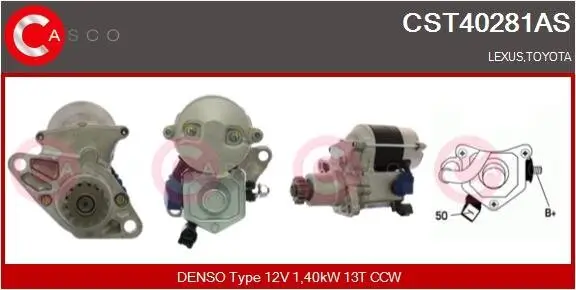 Starter 12 V 1,40 kW CASCO CST40281AS