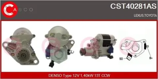 Starter 12 V 1,40 kW CASCO CST40281AS Bild Starter 12 V 1,40 kW CASCO CST40281AS