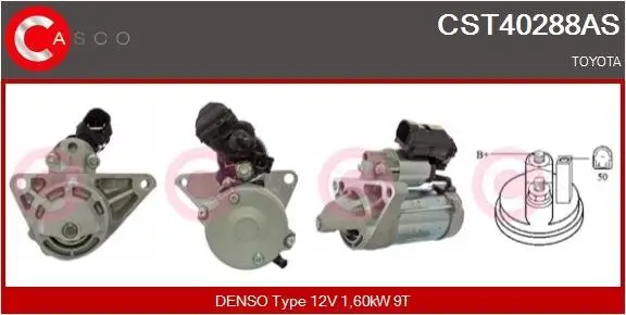 Starter 12 V 1,60 kW CASCO CST40288AS