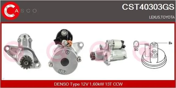 Starter 12 V 1,60 kW CASCO CST40303GS