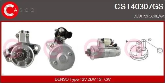 Starter 12 V 2 kW CASCO CST40307GS Bild Starter 12 V 2 kW CASCO CST40307GS