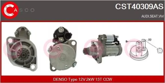 Starter 12 V 2 kW CASCO CST40309AS