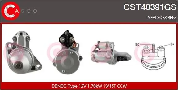 Starter 12 V 1,70 kW CASCO CST40391GS