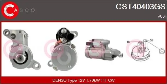 Starter 12 V 1,70 kW CASCO CST40403GS Bild Starter 12 V 1,70 kW CASCO CST40403GS