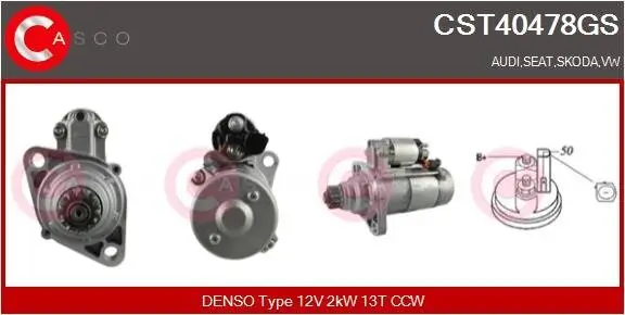 Starter 12 V 2 kW CASCO CST40478GS