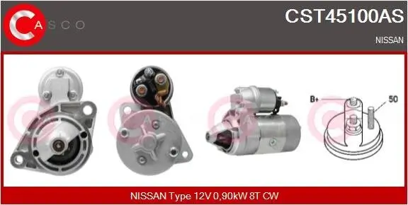 Starter 12 V 0,90 kW CASCO CST45100AS