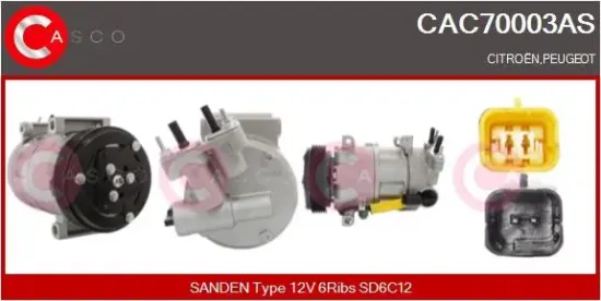 Kompressor, Klimaanlage 12 V CASCO CAC70003AS Bild Kompressor, Klimaanlage 12 V CASCO CAC70003AS