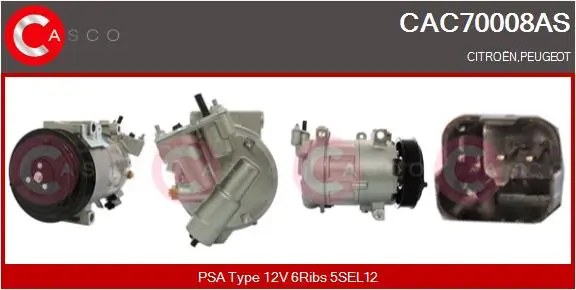 Kompressor, Klimaanlage 12 V CASCO CAC70008AS