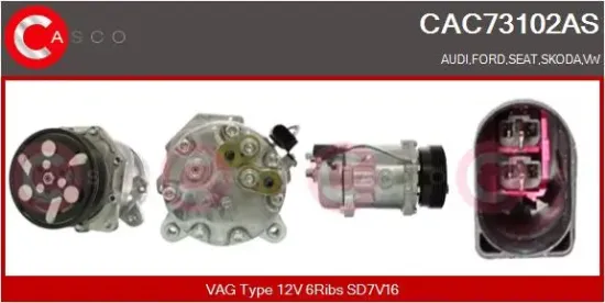 Kompressor, Klimaanlage 12 V CASCO CAC73102AS Bild Kompressor, Klimaanlage 12 V CASCO CAC73102AS