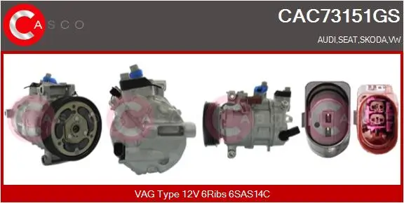 Kompressor, Klimaanlage 12 V CASCO CAC73151GS