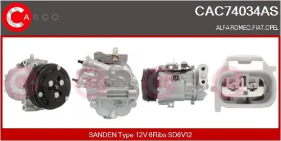 Kompressor, Klimaanlage 12 V CASCO CAC74034AS Bild Kompressor, Klimaanlage 12 V CASCO CAC74034AS