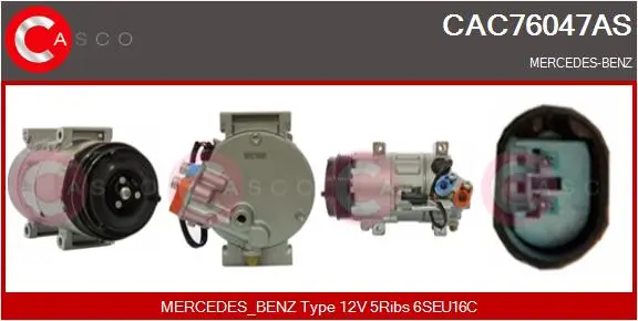 Kompressor, Klimaanlage 12 V CASCO CAC76047AS