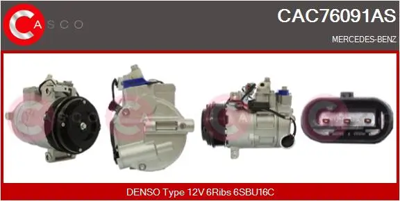 Kompressor, Klimaanlage 12 V CASCO CAC76091AS