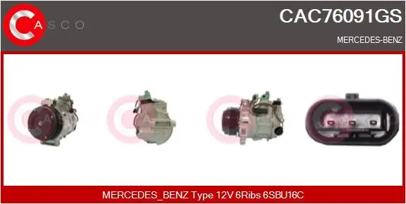 Kompressor, Klimaanlage 12 V CASCO CAC76091GS