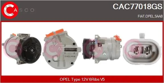 Kompressor, Klimaanlage 12 V CASCO CAC77018GS