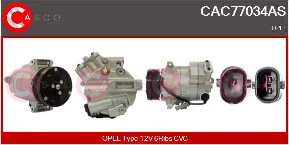 Kompressor, Klimaanlage 12 V CASCO CAC77034AS