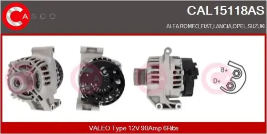 Generator 12 V CASCO CAL15118AS Bild Generator 12 V CASCO CAL15118AS
