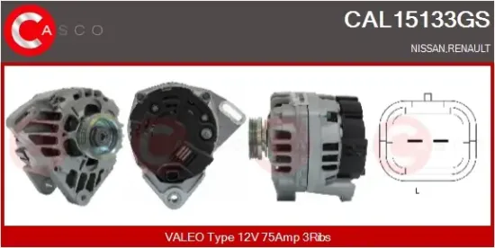 Generator 12 V CASCO CAL15133GS Bild Generator 12 V CASCO CAL15133GS