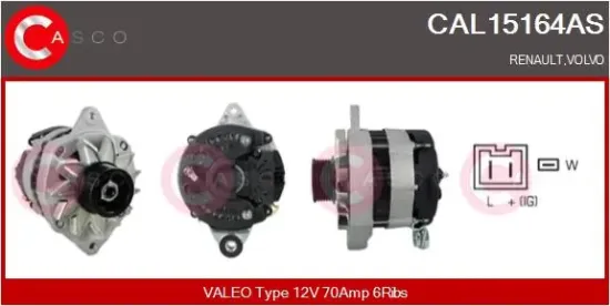 Generator 12 V CASCO CAL15164AS Bild Generator 12 V CASCO CAL15164AS