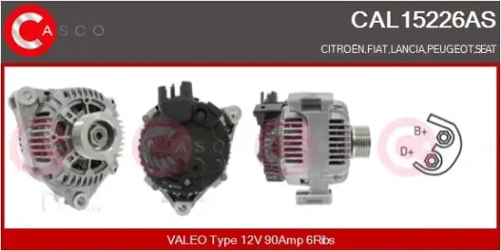 Generator 12 V CASCO CAL15226AS Bild Generator 12 V CASCO CAL15226AS