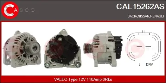 Generator 12 V CASCO CAL15262AS Bild Generator 12 V CASCO CAL15262AS